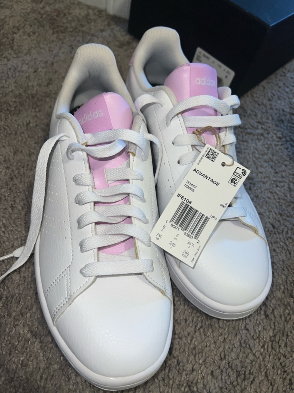 adidas White Sneakers with Pink Tongue - Women’s Casual Advantage